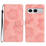 For OnePlus Nord 4 Case Flower Design Leather Wallet Phone Cover with Wrist Strap