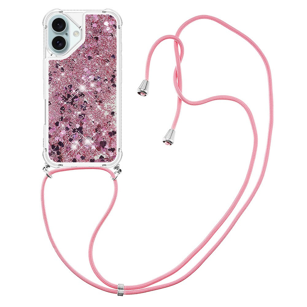 Til iPhone 16 Plus TPU Cover Quicksand Design Telefoncover med Snor