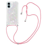 For iPhone 16 Plus TPU Case Quicksand Design Phone Cover with Lanyard