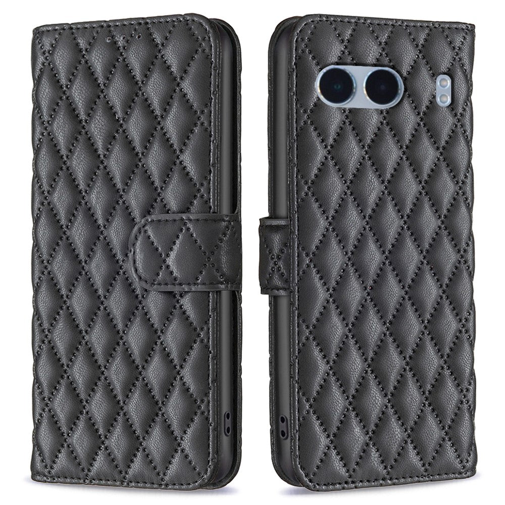BINFEN COLOR BF Style-14 För OnePlus Nord 4 Skal Rhombus mobil Läderfodral Stativ