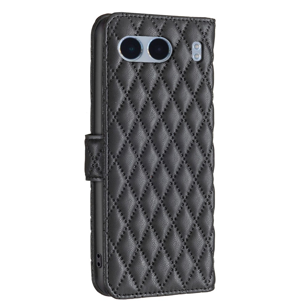 BINFEN COLOR BF Style-14 För OnePlus Nord 4 Skal Rhombus mobil Läderfodral Stativ