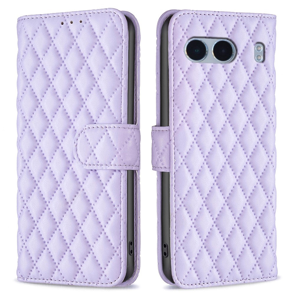 BINFEN COLOR BF Style-14 För OnePlus Nord 4 Skal Rhombus mobil Läderfodral Stativ