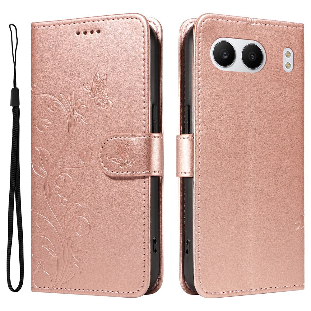 For OnePlus Nord 4 PU Leather Cases Flower Pattern Wallet Stand Phone Cover with Strap