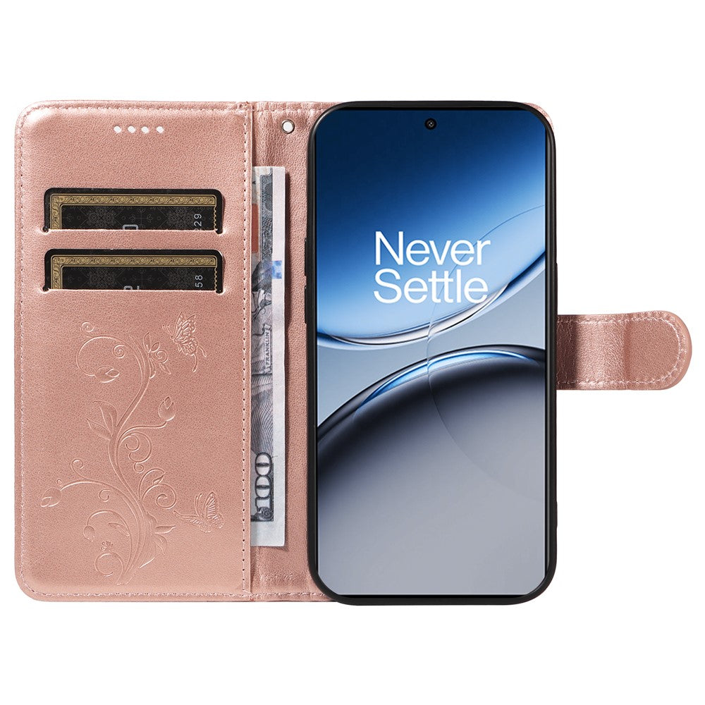 For OnePlus Nord 4 PU Leather Cases Flower Pattern Wallet Stand Phone Cover with Strap