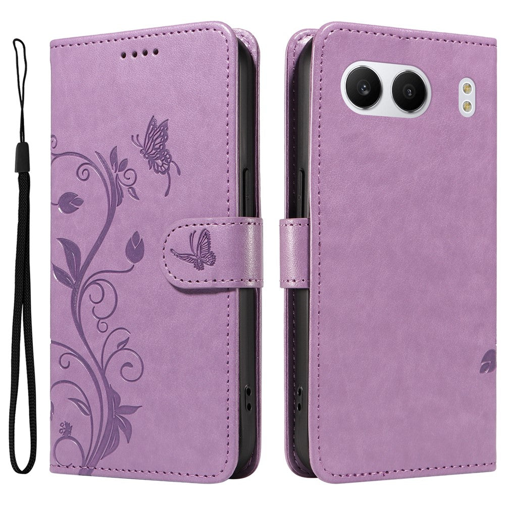 For OnePlus Nord 4 PU Leather Cases Flower Pattern Wallet Stand Phone Cover with Strap