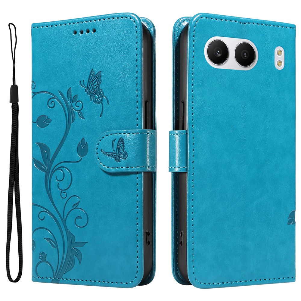 For OnePlus Nord 4 PU Leather Cases Flower Pattern Wallet Stand Phone Cover with Strap