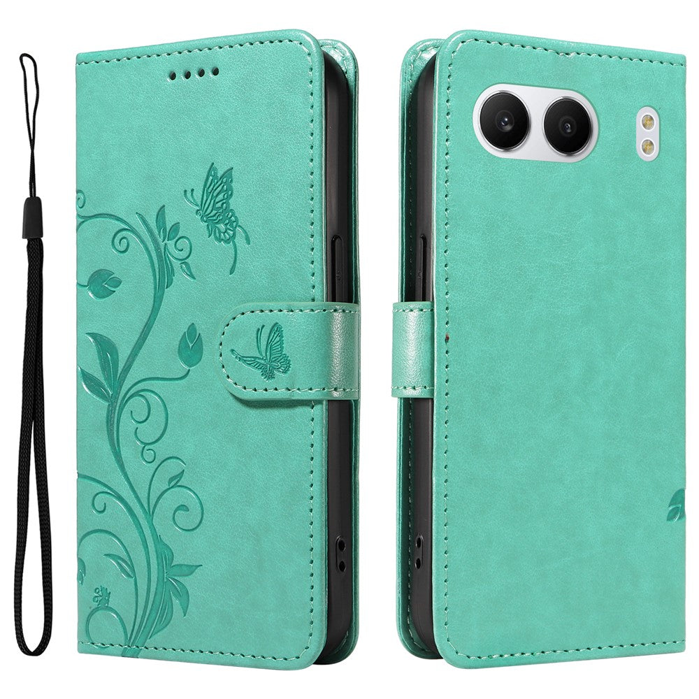 For OnePlus Nord 4 PU Leather Cases Flower Pattern Wallet Stand Phone Cover with Strap
