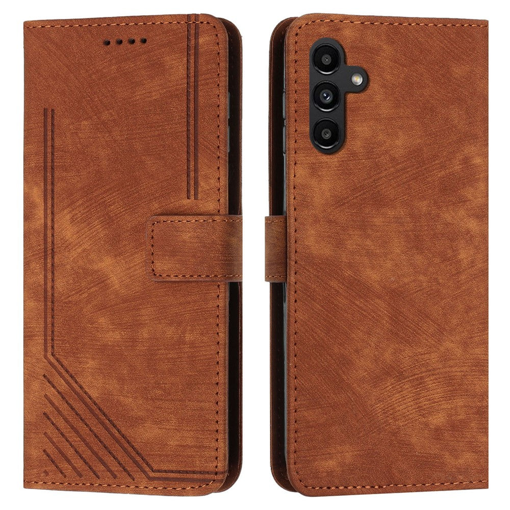 Til Samsung Galaxy A16 5G / A16 4G Etui Præget Linjer Læder Telefoncover Bogstil Sammenklappeligt Stativ