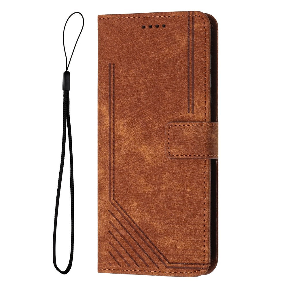 Til Samsung Galaxy A16 5G / A16 4G Etui Præget Linjer Læder Telefoncover Bogstil Sammenklappeligt Stativ