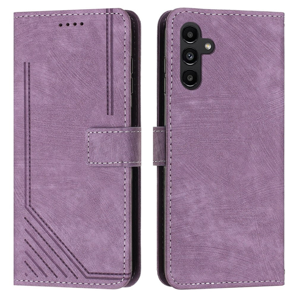 Til Samsung Galaxy A16 5G / A16 4G Etui Præget Linjer Læder Telefoncover Bogstil Sammenklappeligt Stativ