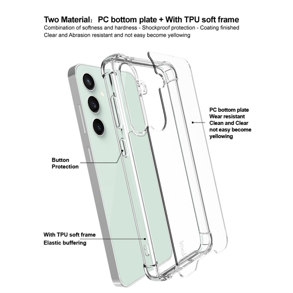 IMAK For Samsung Galaxy S24 FE Case PC+TPU Shockproof Clear Phone Cover