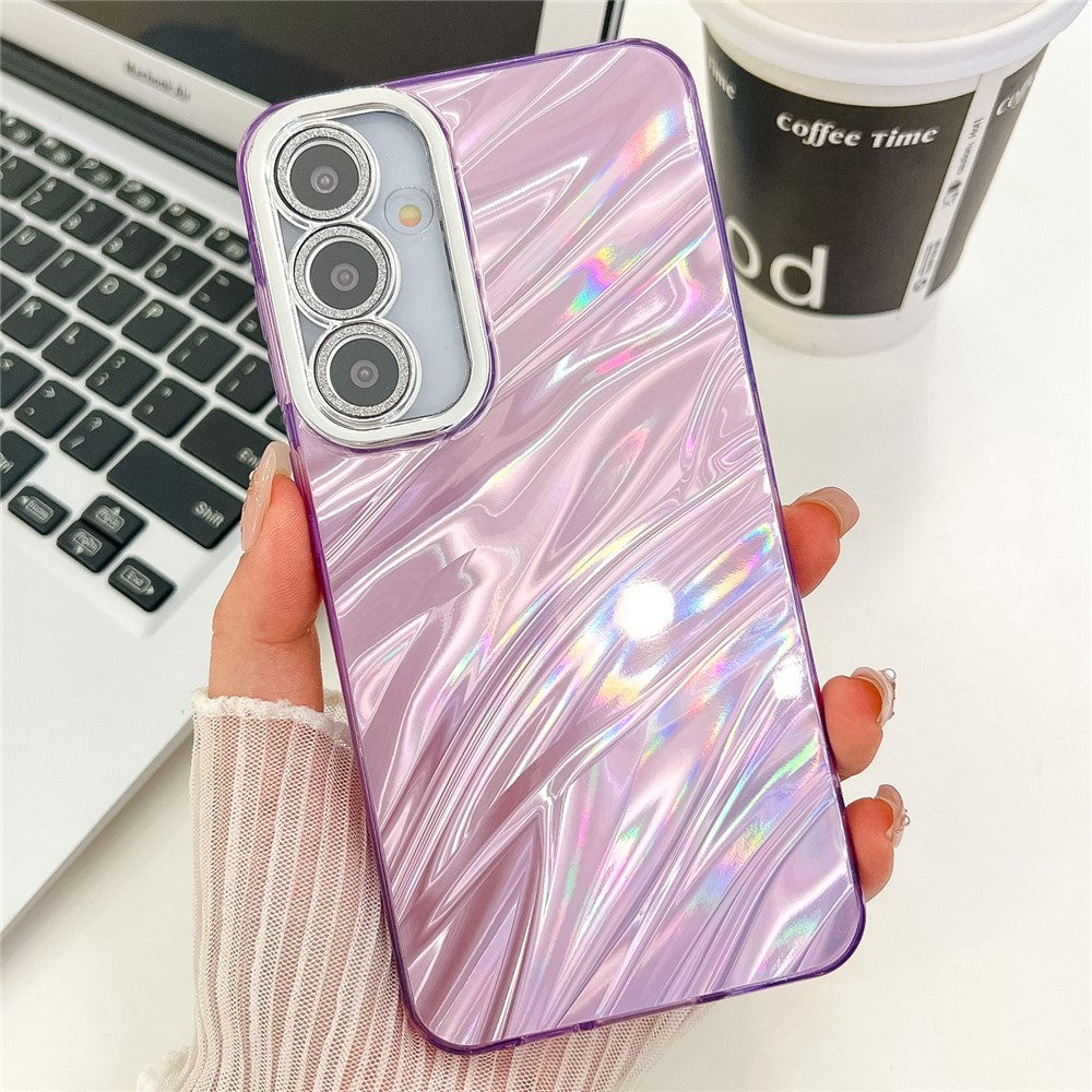 Til Samsung Galaxy A55 5G Cover IMD Design Stødsikker PC+TPU Telefoncover med Glaslinsefilm