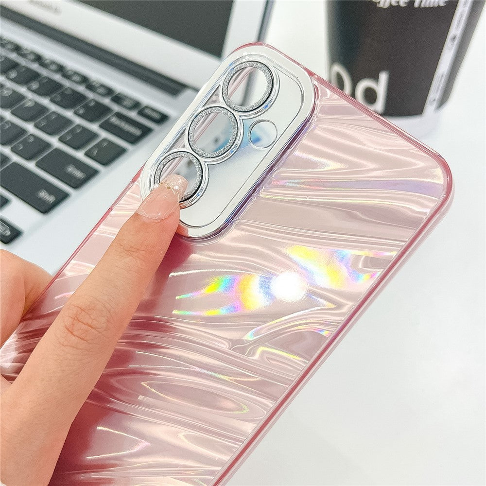 Til Samsung Galaxy A55 5G Cover IMD Design Stødsikker PC+TPU Telefoncover med Glaslinsefilm