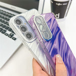 Til Samsung Galaxy A55 5G Cover IMD Design Stødsikker PC+TPU Telefoncover med Glaslinsefilm