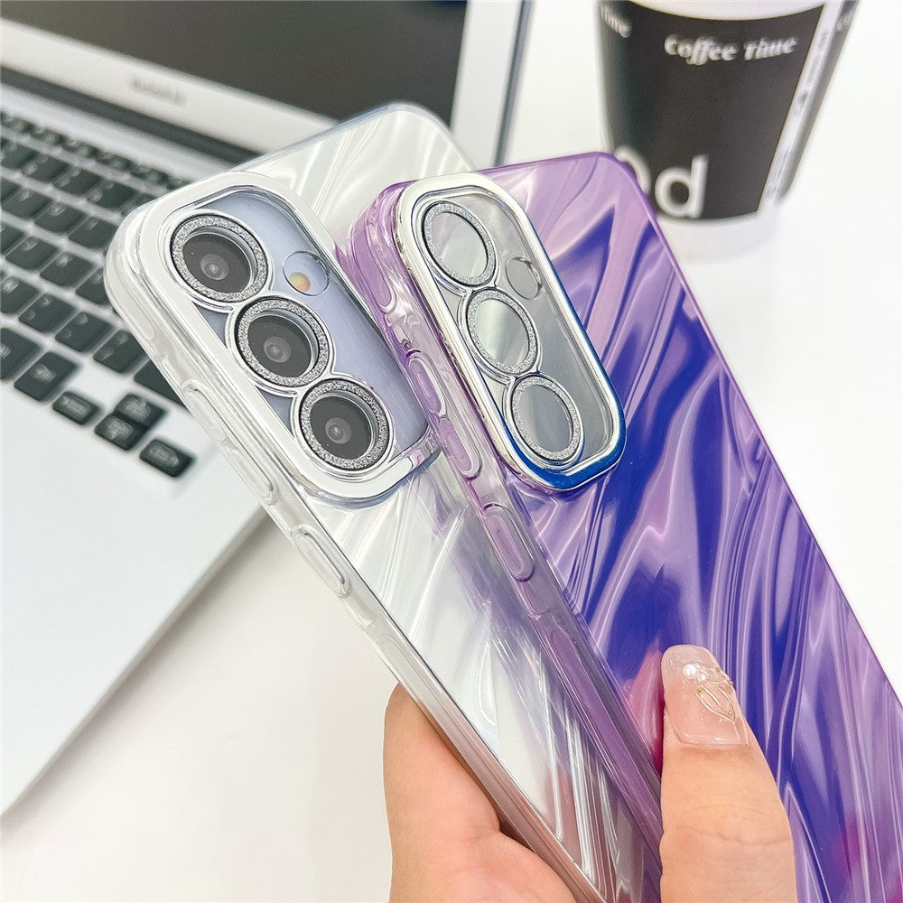 Til Samsung Galaxy A55 5G Cover IMD Design Stødsikker PC+TPU Telefoncover med Glaslinsefilm