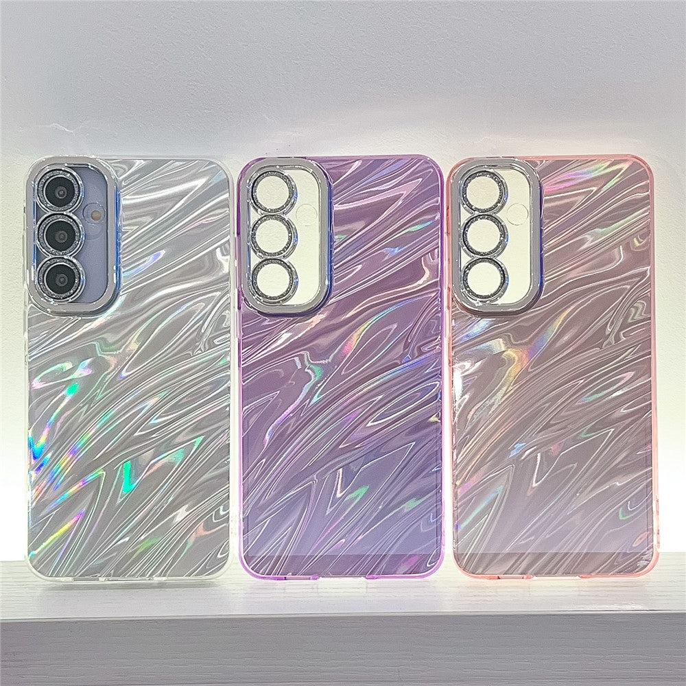 Til Samsung Galaxy A55 5G Cover IMD Design Stødsikker PC+TPU Telefoncover med Glaslinsefilm