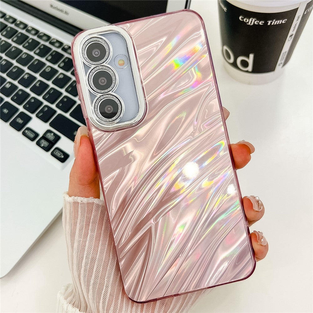 Til Samsung Galaxy A55 5G Cover IMD Design Stødsikker PC+TPU Telefoncover med Glaslinsefilm