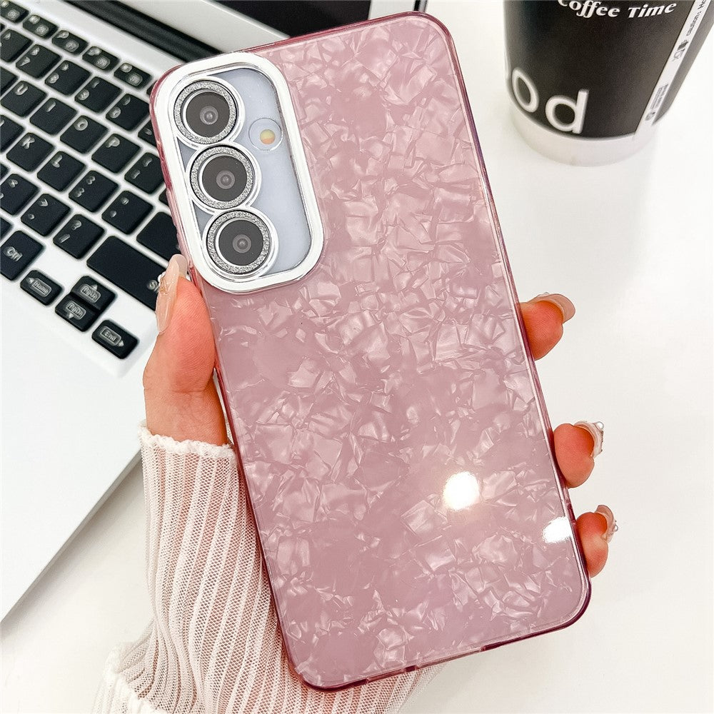 Til Samsung Galaxy A55 5G Cover IMD Design Stødsikker PC+TPU Telefoncover med Glaslinsefilm