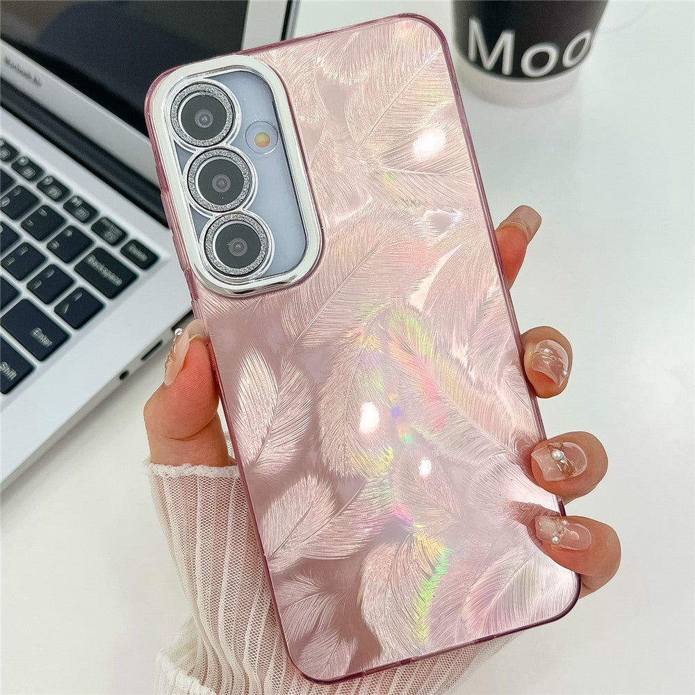 Til Samsung Galaxy A55 5G Cover IMD Design Stødsikker PC+TPU Telefoncover med Glaslinsefilm