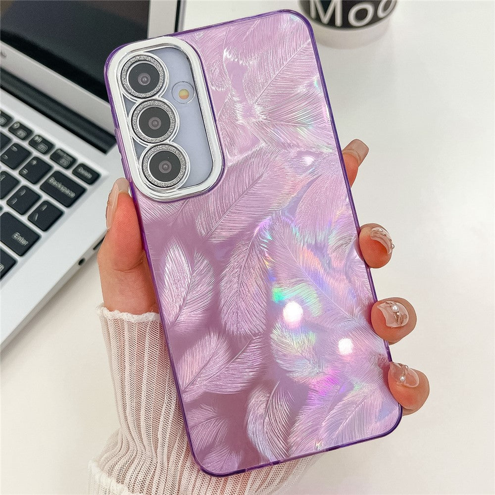 Til Samsung Galaxy A55 5G Cover IMD Design Stødsikker PC+TPU Telefoncover med Glaslinsefilm