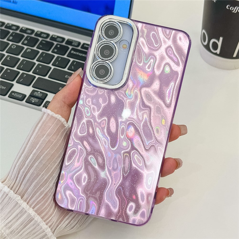 Til Samsung Galaxy A55 5G Cover IMD Design Stødsikker PC+TPU Telefoncover med Glaslinsefilm
