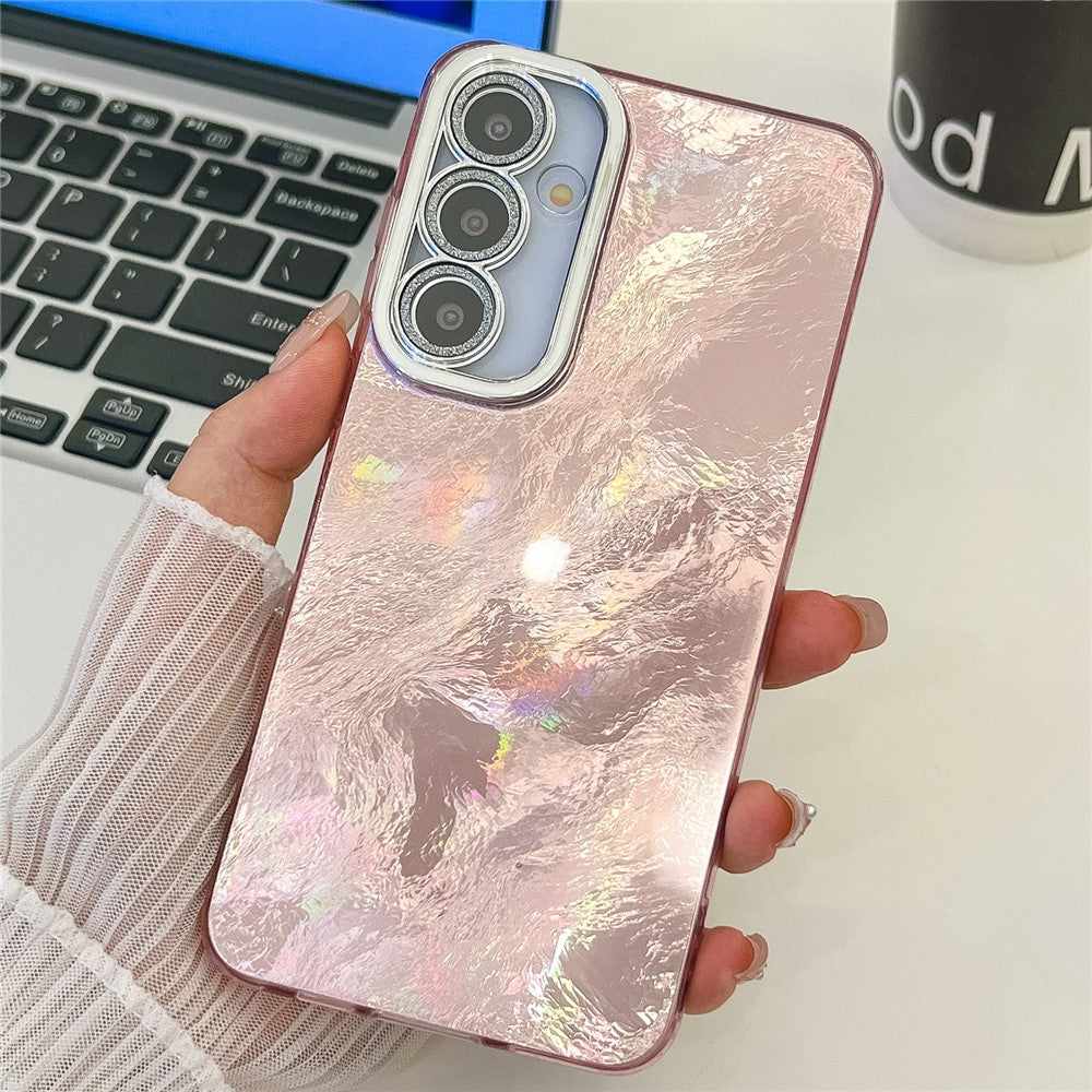 Til Samsung Galaxy A55 5G Cover IMD Design Stødsikker PC+TPU Telefoncover med Glaslinsefilm
