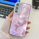 Til Samsung Galaxy A55 5G Cover IMD Design Stødsikker PC+TPU Telefoncover med Glaslinsefilm