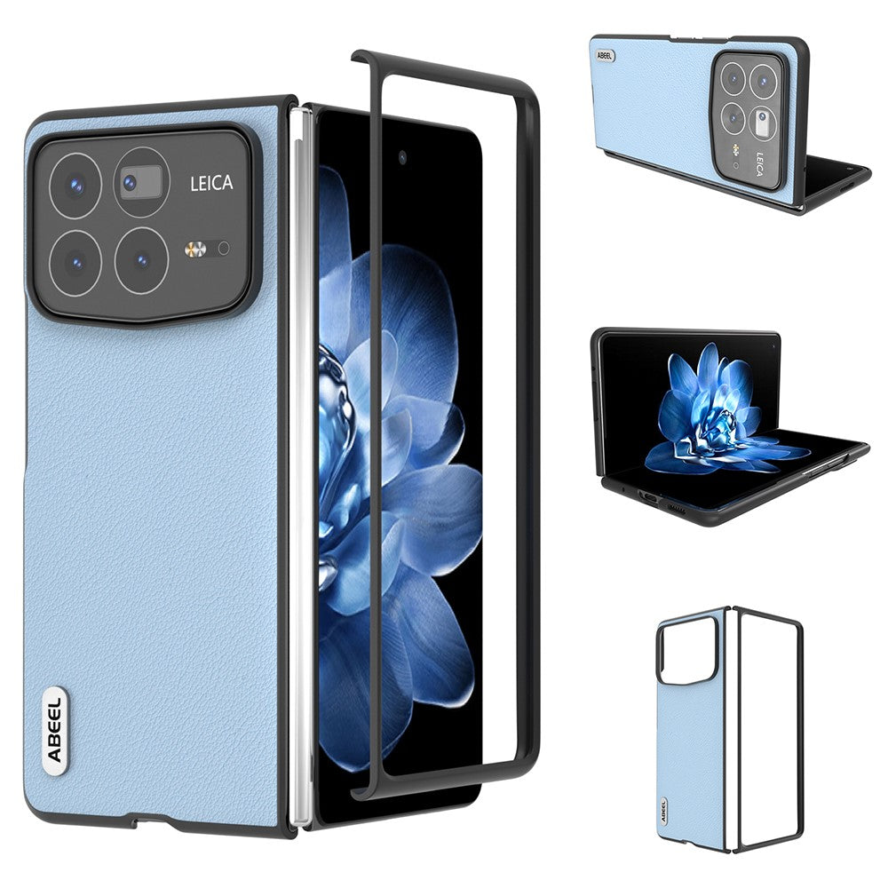 ABEEL For Xiaomi Mix Fold 4 5G Case Genuine Cow Leather Hard PC Phone Cover