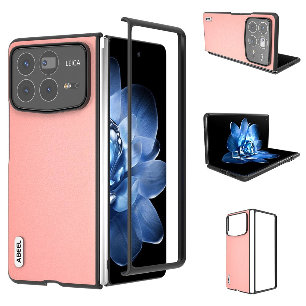 ABEEL For Xiaomi Mix Fold 4 5G Case Genuine Cow Leather Hard PC Phone Cover