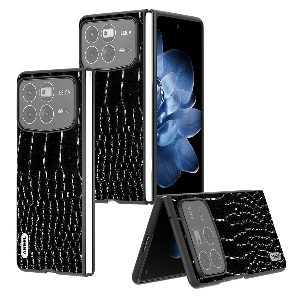 ABEEL For Xiaomi Mix Fold 4 5G Case Genuine Cow Leather Back Phone Cover Crocodile Texture