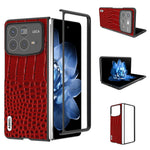ABEEL For Xiaomi Mix Fold 4 5G Case Genuine Cow Leather Back Phone Cover Crocodile Texture