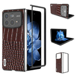 ABEEL For Xiaomi Mix Fold 4 5G Case Genuine Cow Leather Back Phone Cover Crocodile Texture