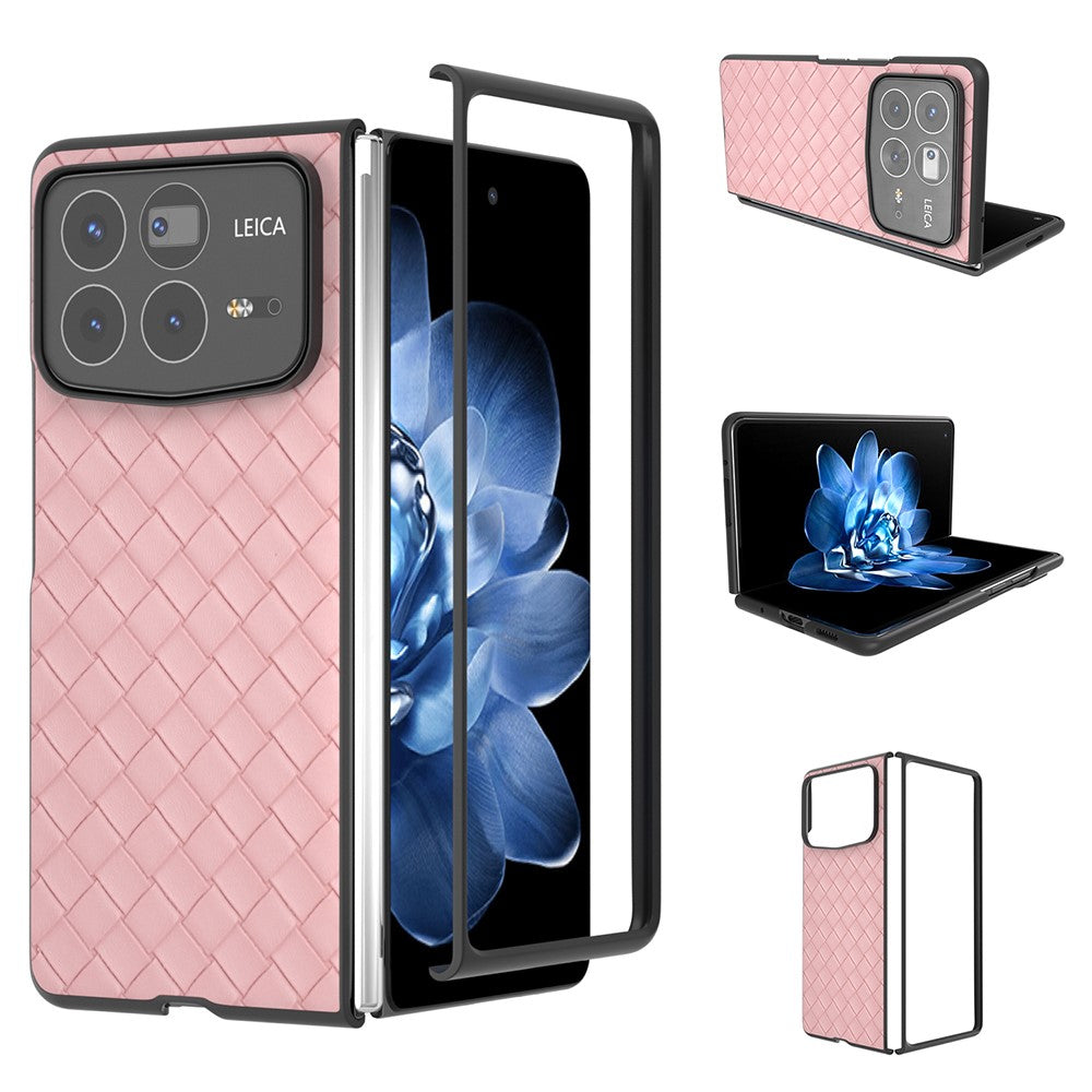 For Xiaomi Mix Fold 4 5G Case Woven Texture PU Leather Coated PC Mobile Phone Cover