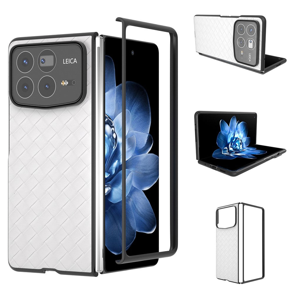 For Xiaomi Mix Fold 4 5G Case Woven Texture PU Leather Coated PC Mobile Phone Cover