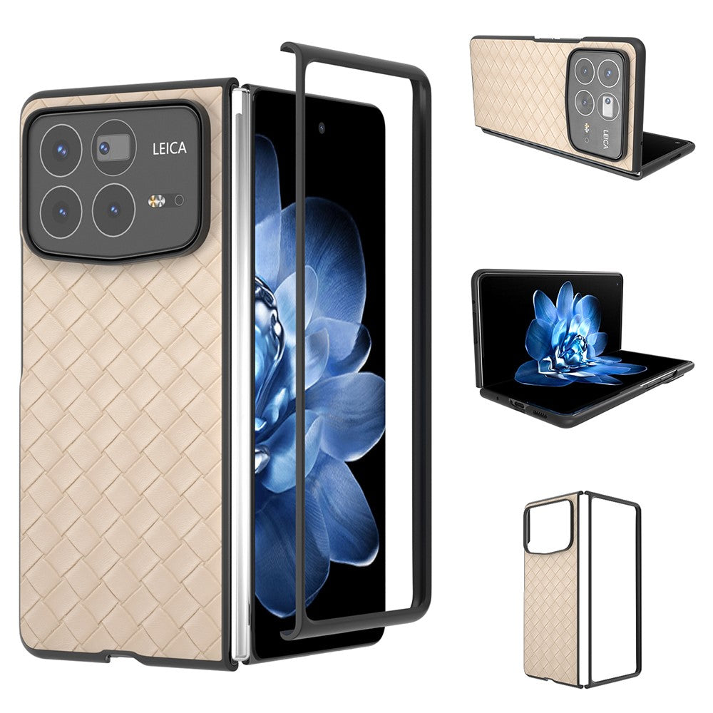 For Xiaomi Mix Fold 4 5G Case Woven Texture PU Leather Coated PC Mobile Phone Cover