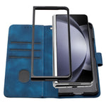 For Samsung Galaxy Z Fold5 5G Leather Wallet Case Butterfly Flower Imprinted Phone Cover with Strap