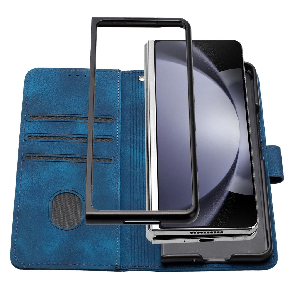 For Samsung Galaxy Z Fold5 5G Leather Wallet Case Butterfly Flower Imprinted Phone Cover with Strap