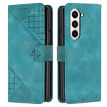 For Samsung Galaxy Z Fold5 5G Leather Wallet Case Butterfly Flower Imprinted Phone Cover with Strap