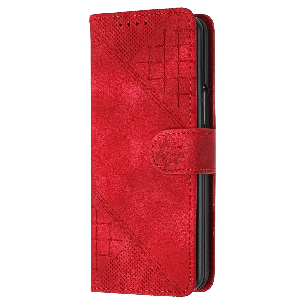 For Samsung Galaxy Z Fold4 5G Leather Wallet Case Butterfly Flower Imprinted Phone Cover with Strap
