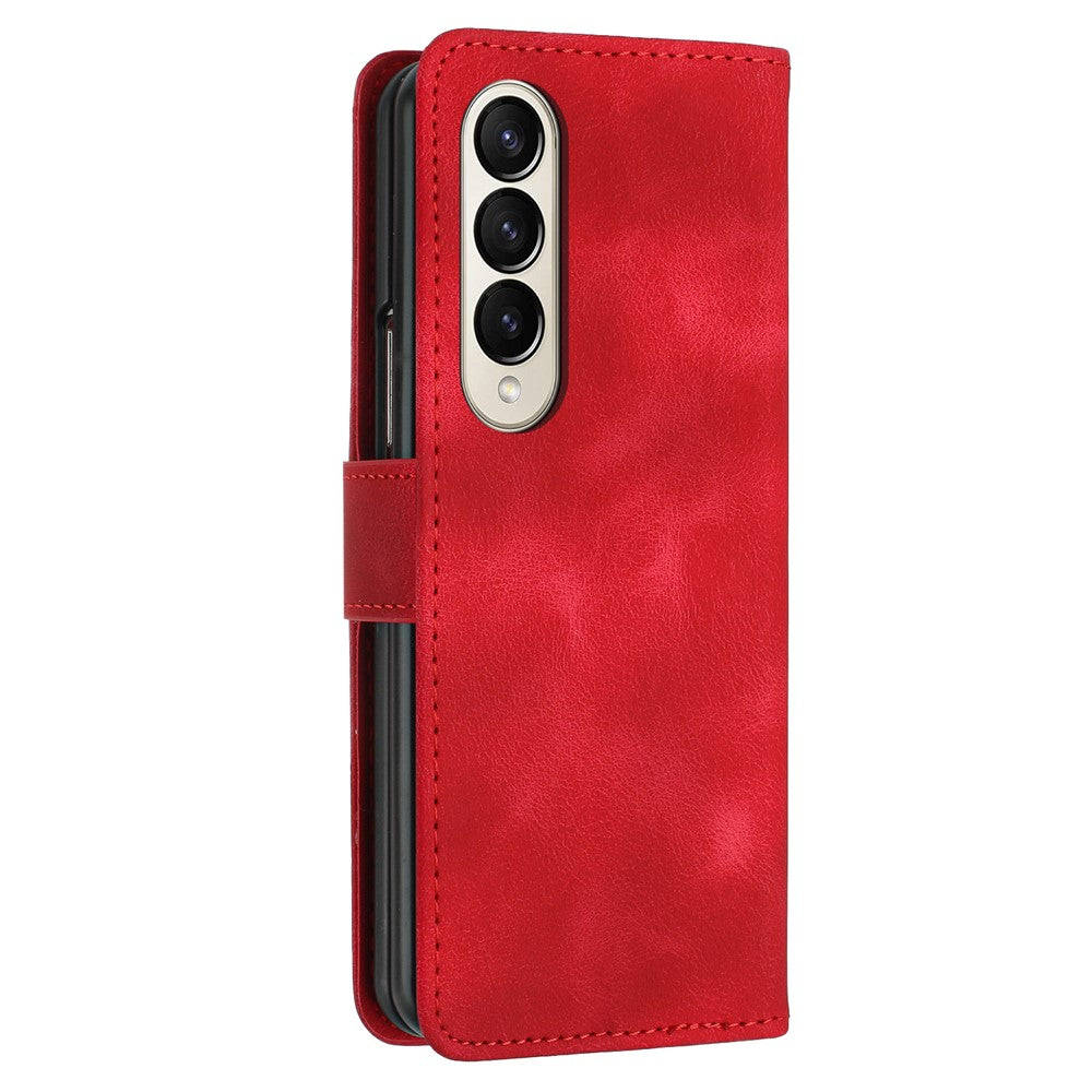For Samsung Galaxy Z Fold4 5G Leather Wallet Case Butterfly Flower Imprinted Phone Cover with Strap
