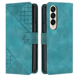 For Samsung Galaxy Z Fold4 5G Leather Wallet Case Butterfly Flower Imprinted Phone Cover with Strap
