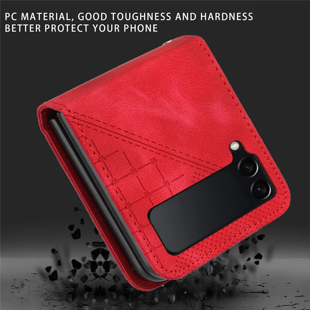 For Samsung Galaxy Z Flip3 5G Leather Wallet Case Butterfly Flower Imprinted Phone Cover with Strap