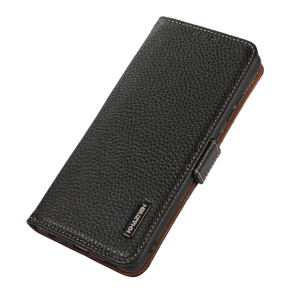 KHAZNEH For Samsung Galaxy M35 5G Phone Case Genuine Cow Leather Cover RFID Blocking