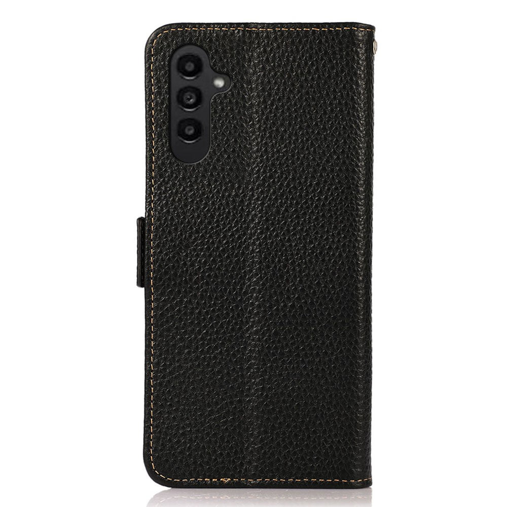 KHAZNEH For Samsung Galaxy M35 5G Phone Case Genuine Cow Leather Cover RFID Blocking