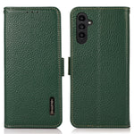 KHAZNEH For Samsung Galaxy M35 5G Phone Case Genuine Cow Leather Cover RFID Blocking