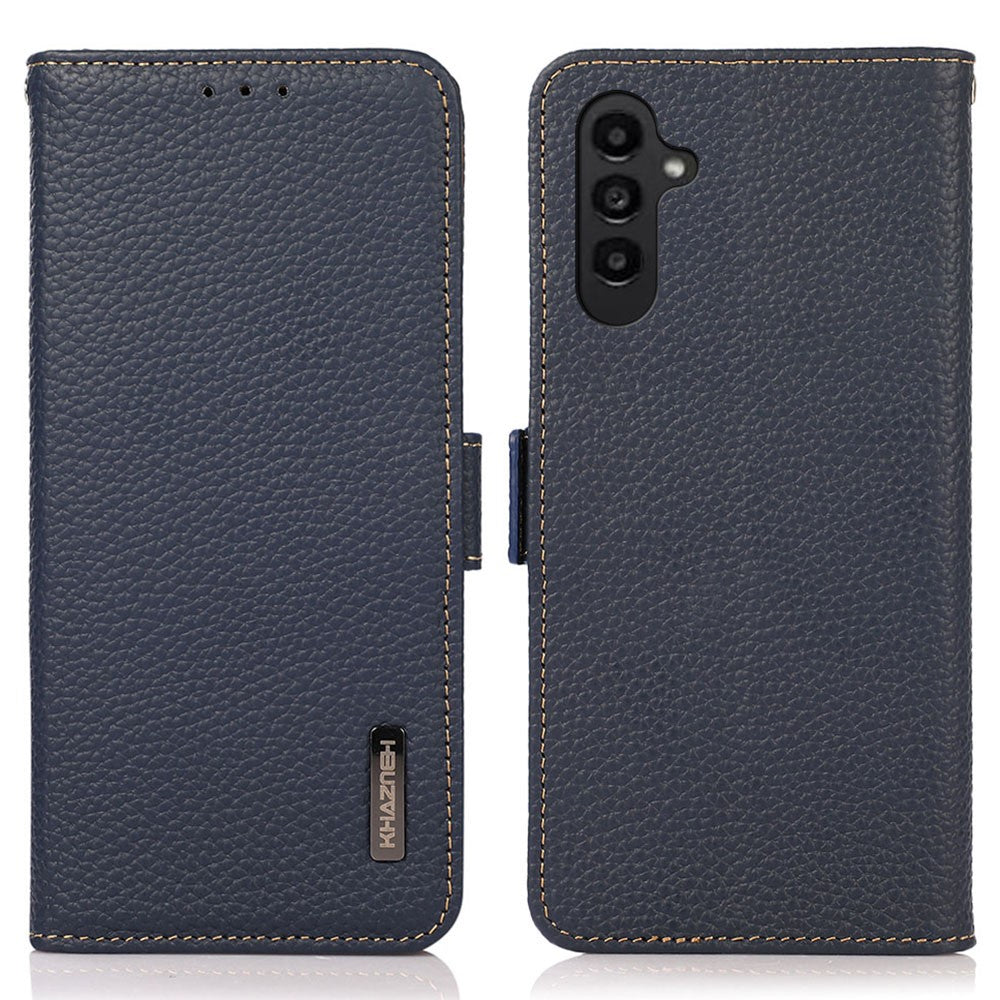 KHAZNEH For Samsung Galaxy M35 5G Phone Case Genuine Cow Leather Cover RFID Blocking