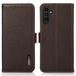 KHAZNEH For Samsung Galaxy M35 5G Phone Case Genuine Cow Leather Cover RFID Blocking