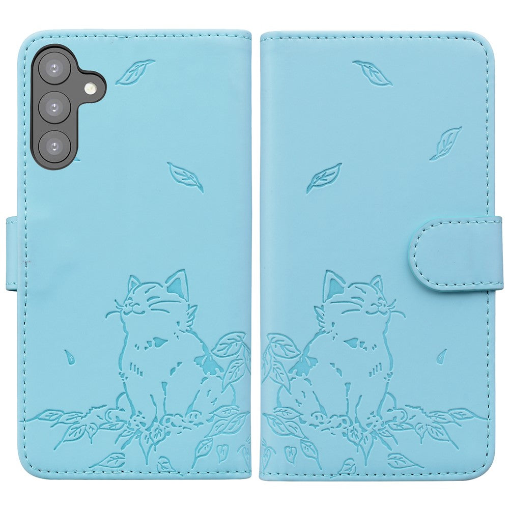 Til Samsung Galaxy A16 5G / A16 4G Etui Pung Katte Mønster Præget Læder Telefoncover