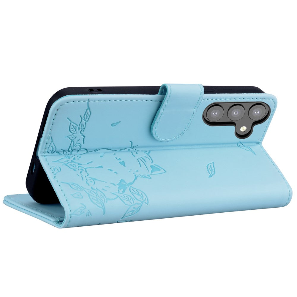Til Samsung Galaxy A16 5G / A16 4G Etui Pung Katte Mønster Præget Læder Telefoncover