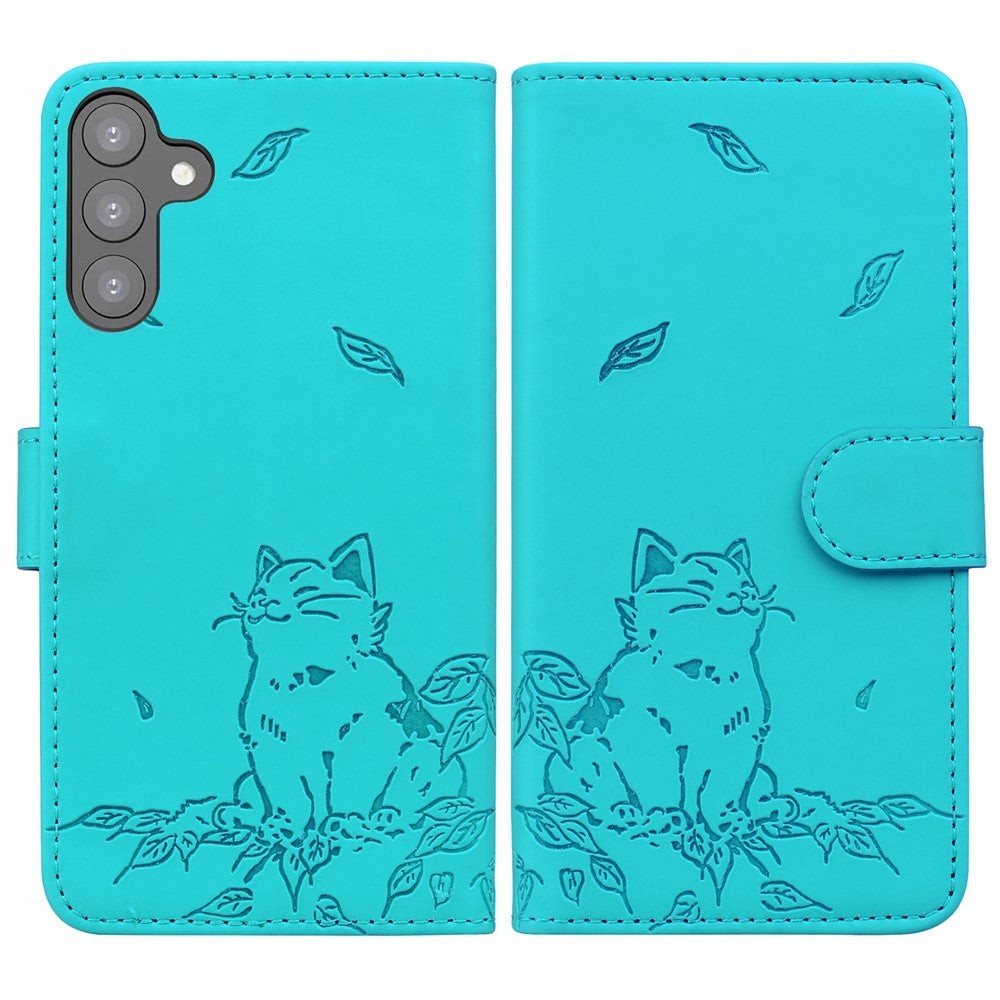 Til Samsung Galaxy A16 5G / A16 4G Etui Pung Katte Mønster Præget Læder Telefoncover